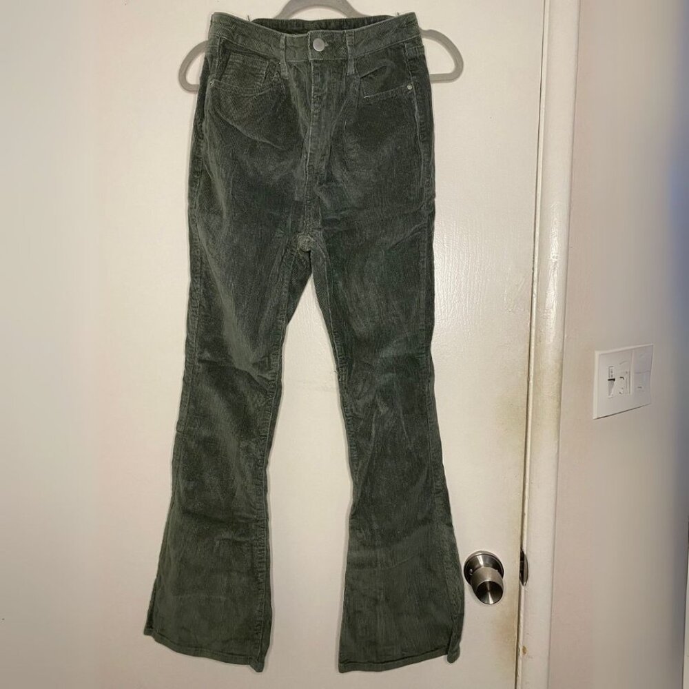 Shein Green Corduroy Flare Pants Size 6 / EU 38